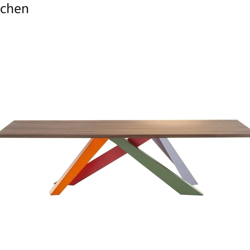 HT Nordic simple desk designer solid wood workbench personalized creative painting table conference table modern long table