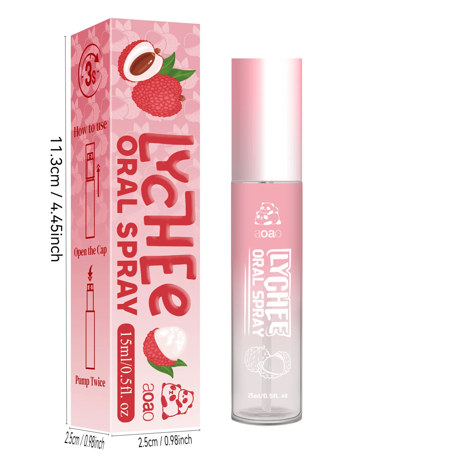 Portable lychee oral spray – alcohol-free, long-lasting fresh breath, perfect for travel and parties