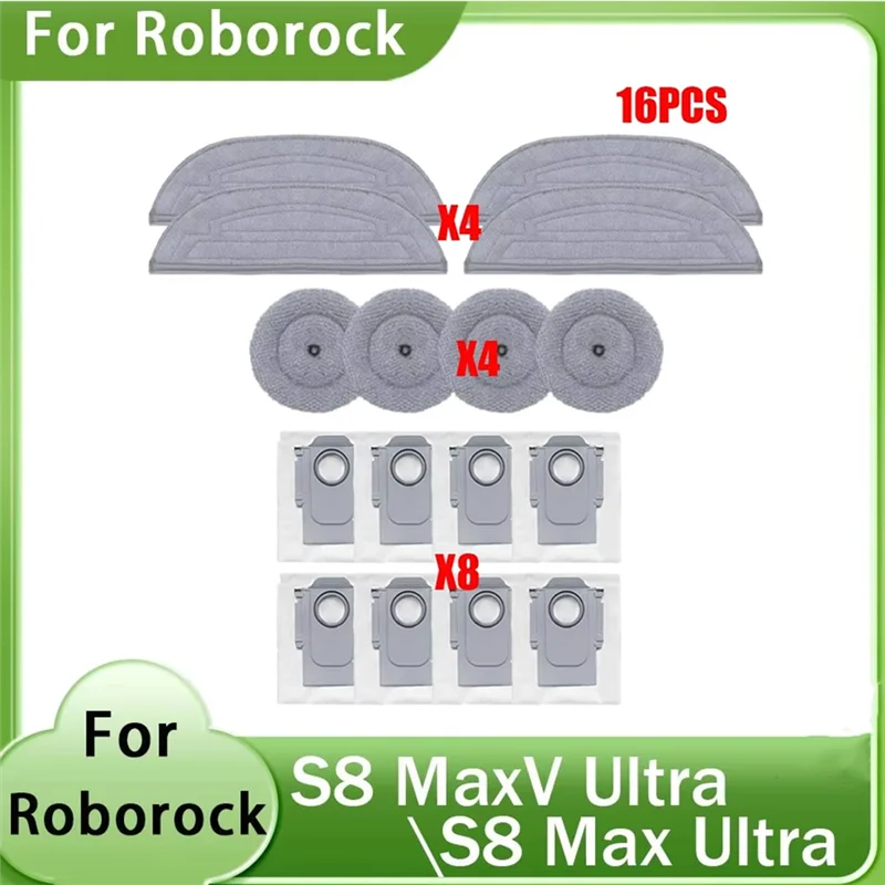 ل Roborock S8 Maxv Ultra/S8 Max Ultra روبوت فراغ قطع الغيار خرقة ممسحة أكياس القماش ممسحة منصات أكياس الغبار الملحقات