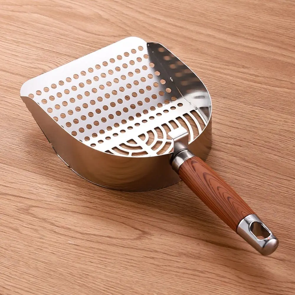Stainless Steel Cat Litter Scoop Deep Shovel Sturdy Mesh Cat Poop Sifting Tool Non-stick Long Handle Pet Waste Shovel