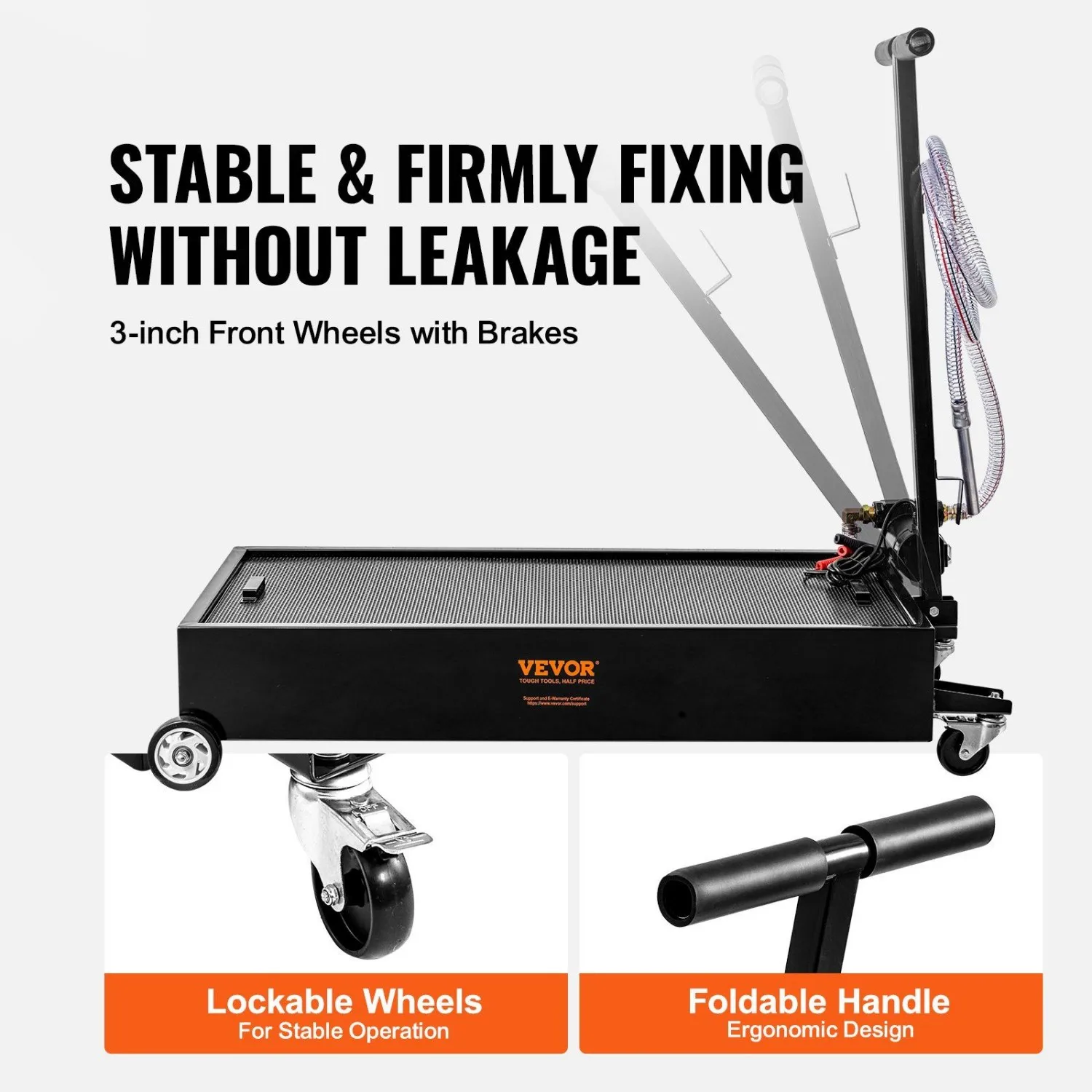 20 Gal Electric Oil Drain Pan - 12V 180W Pump with Swivel Casters, Foldable Handle, Carbon Steel for Truck SUV RV Fluid Disposal