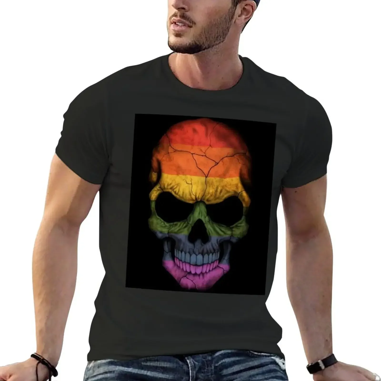 Rainbow Skull, LGBTQ Pride DreamscapesbyTeresa T-Shirt baggy shirts new edition cute clothes Men's t shirts