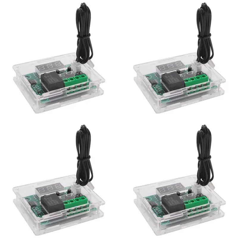 ABKS-4PCS W1209 DC Digital Temperature Controller Module Electronic Temperature Temp Control Module Switch With Acrylic Case