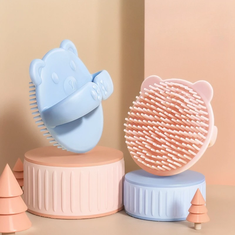 Baby Bear Hair Washing Brush Children's Bath Scrubbing Magic Tool Home Baby Bath Bathing Newborn Hair Removal and Shampoo Brush