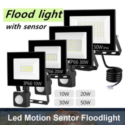 Hareket Sensörlü LED Projektör Dış Aydınlatma 100W 50W Su Geçirmez Reflektör Projektör Lambası LED Spot Bahçe Garaj