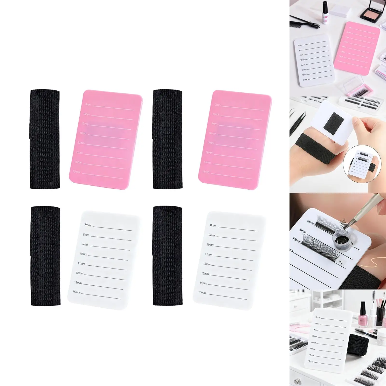 속눈썹 홀더 속눈썹 연장 핸드 팔레트 트레이 도구, 편리하고 튼튼하며 조절 가능한 손목 스트랩 포함, 가짜 속눈썹 트레이