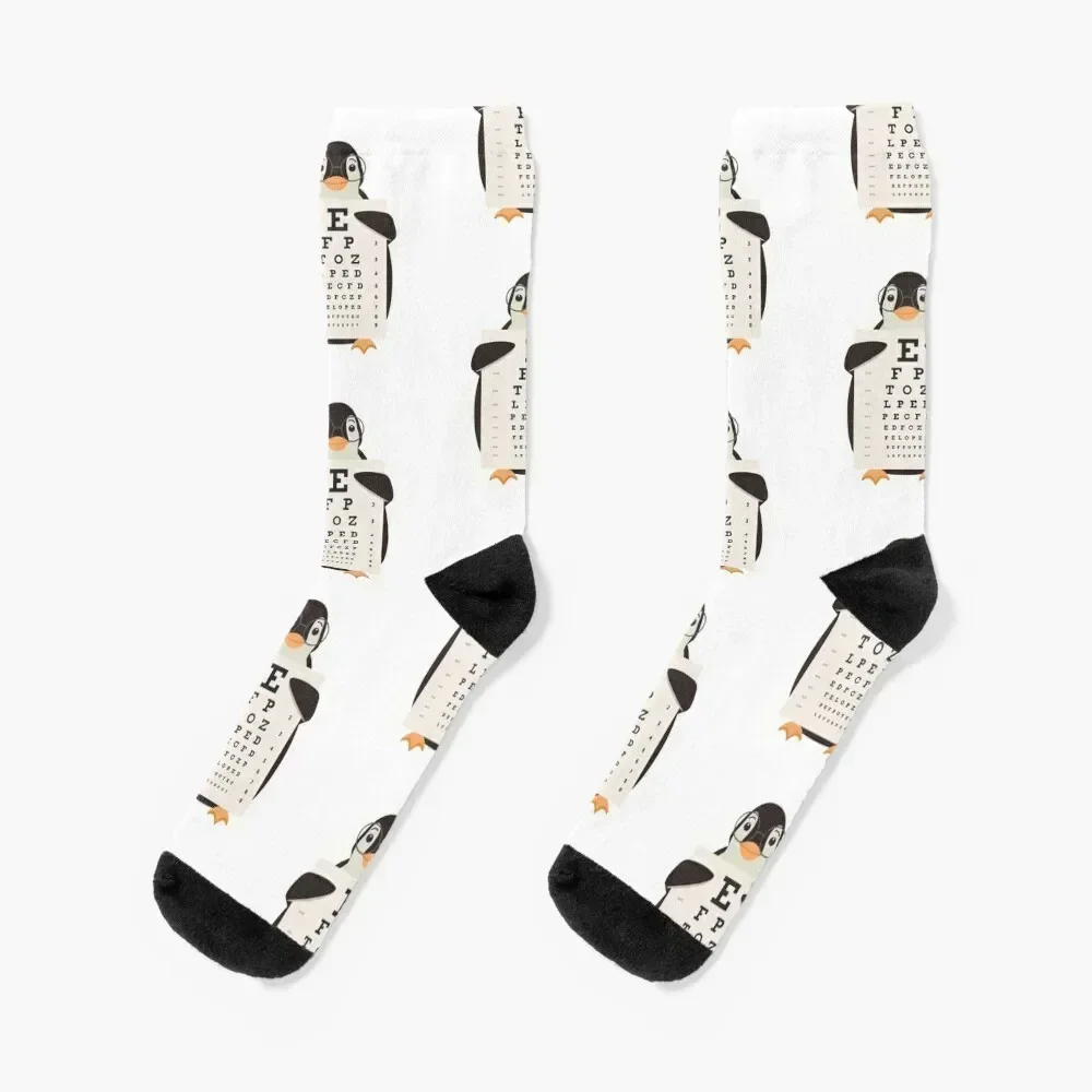

Penguin Eye Chart Socks happy funny gift Christmas Toe sports Ladies Socks Men's