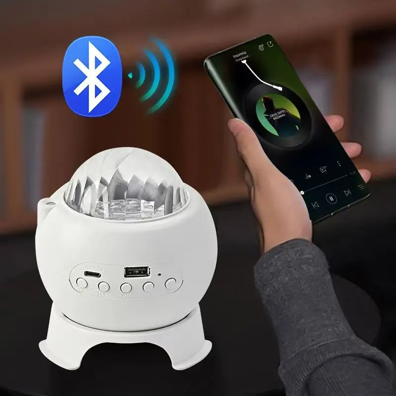 Altavoz Bluetooth recargable, proyección estrellada de aurora boreal, luz ambiental de regalo de Navidad y Año Nuevo