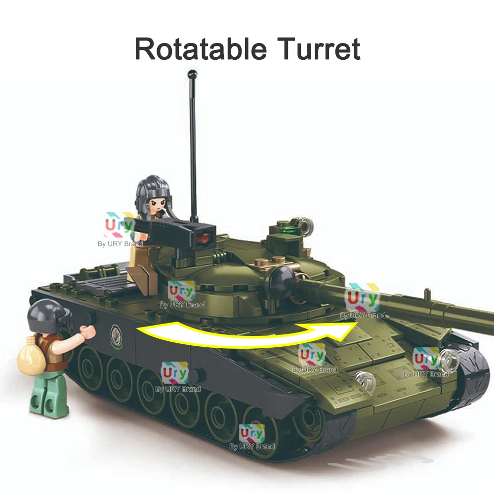 Sluban série militar ww2 tanque de batalha principal veículo do exército lutador suv arma 6 soldados modelo blocos de construção brinquedos para presente crianças