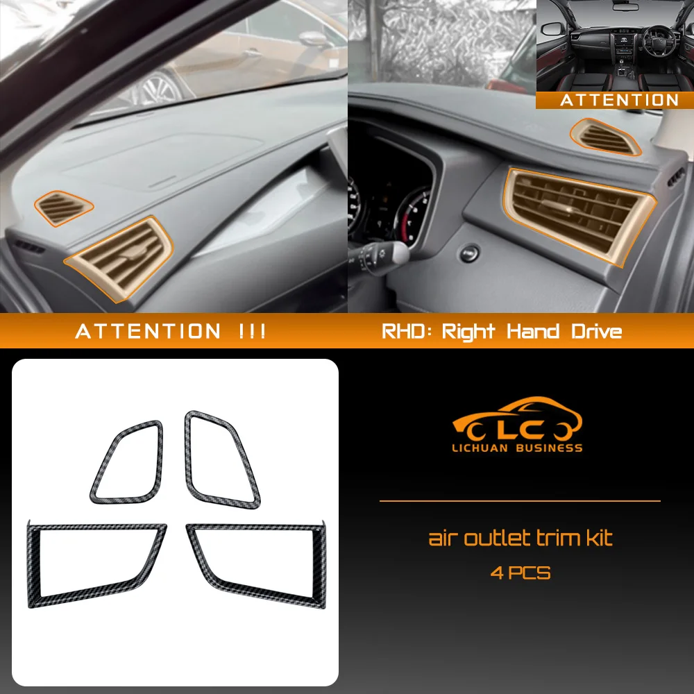 Para RHD Xpander Mitsubishi Xpander Cross 2016-2026 cubierta embellecedora de marco de salida de aire ABS Color de fibra de carbono