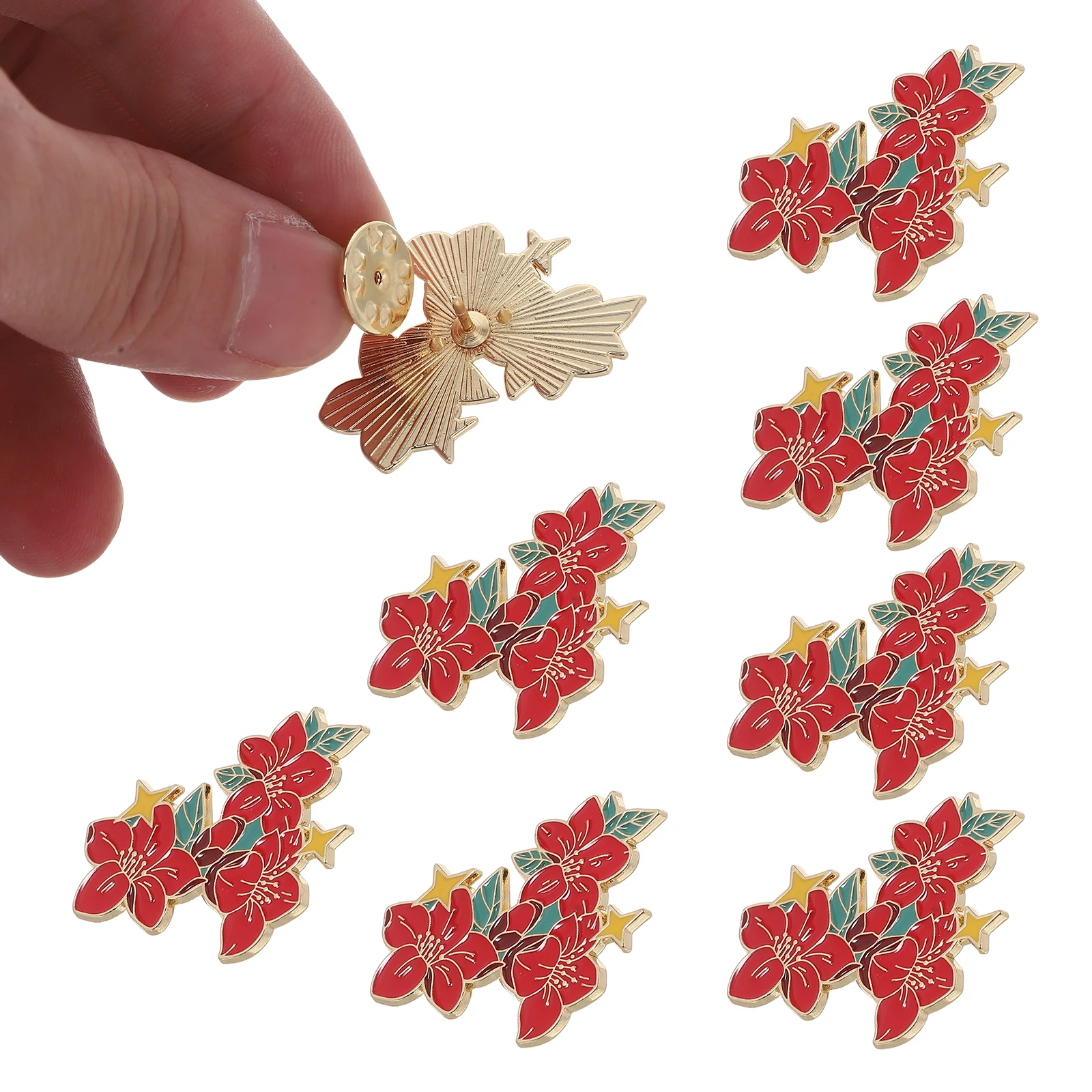 

8 Pcs Floral Theme Accessories Pins for Backpacks Fashion Alloy Brooch Lightweight Material Unique Design Gifts