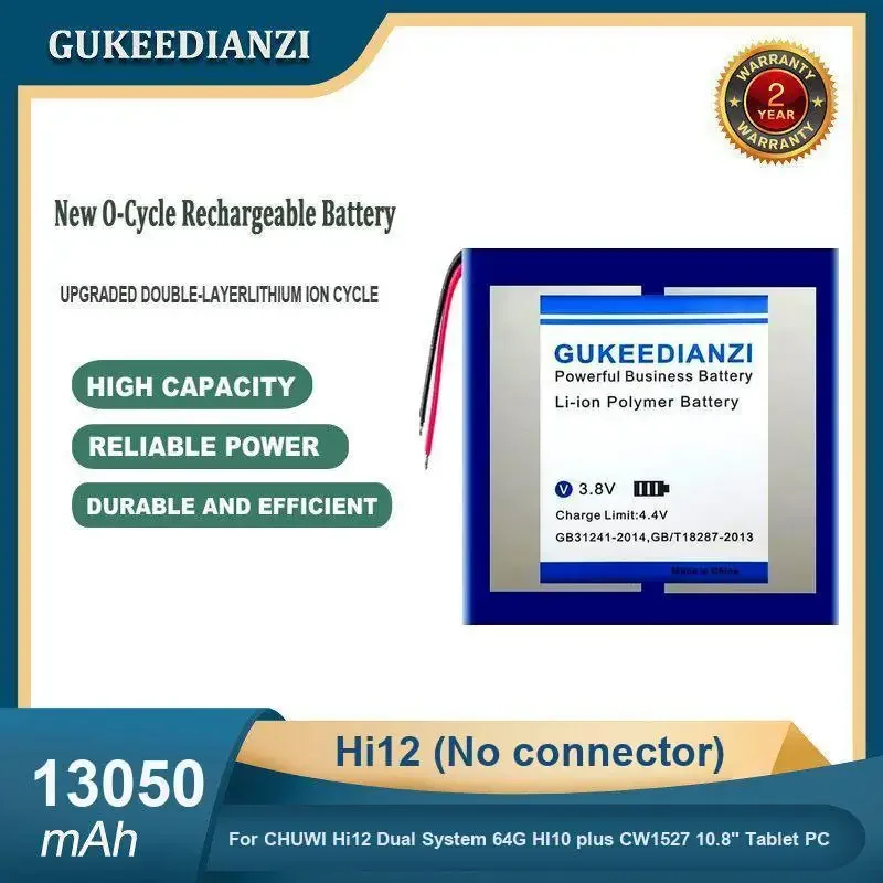 

High Capacity 13050mAh Hi12 (No connector) Tablet Battery For CHUWI Hi12 Dual System 64G HI10 plus CW1527 10.8" Tablet PC