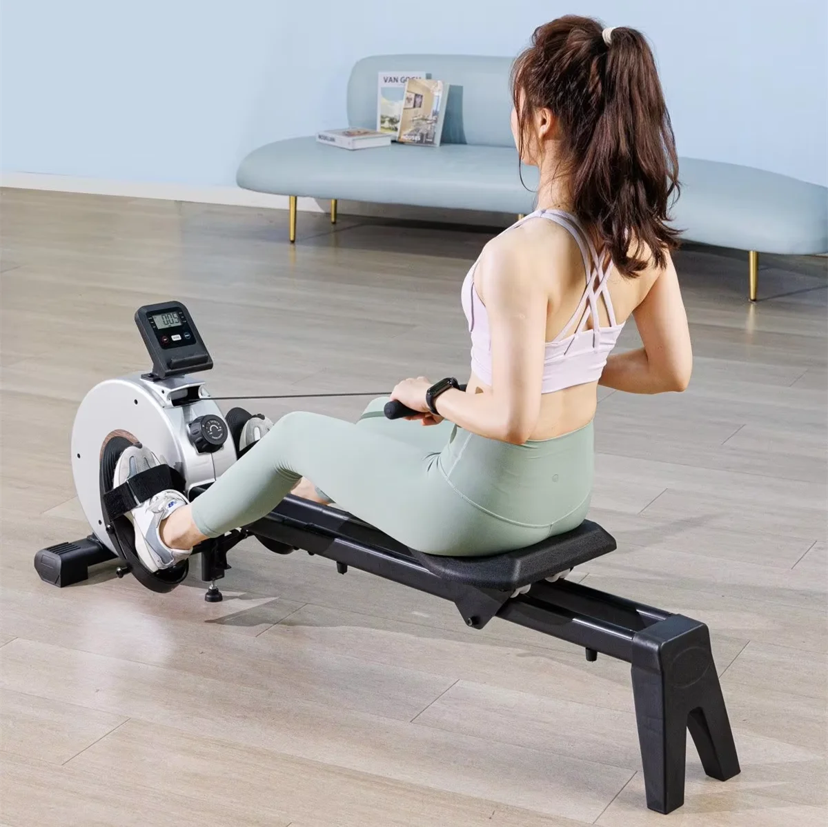 Home Use Steel Indoor Rowing Machine 32 Gears Hydraulic Magnetic Resistance Adjustable Seat Durable Design 3kg Flywheel 150kg