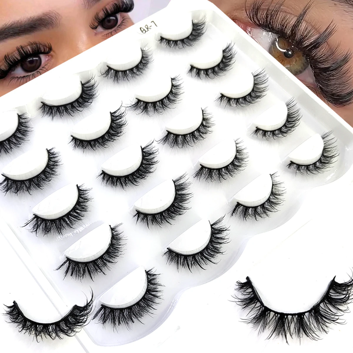 HBZGTLAD 10 paires de faux cils en vison 3D doux et moelleux, épais, roulés à la main, pour un maquillage des yeux