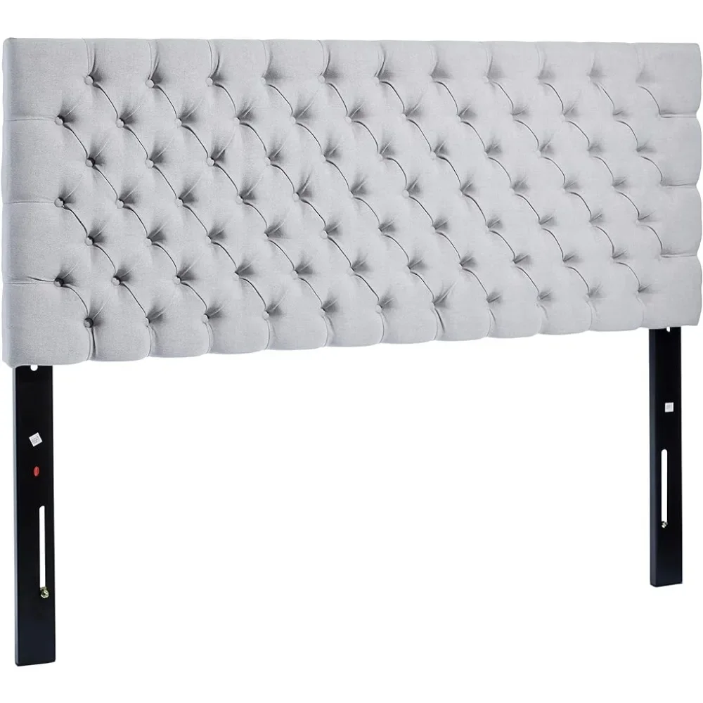 

Upholstered upholstered in fabric headboard with tufted tufted diamond stitching, large/need to be assembled, light grey