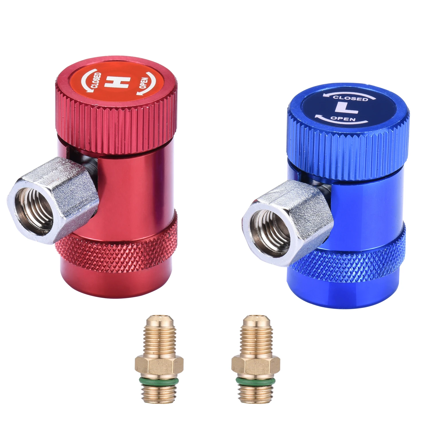 

R1234YF Auto Car Quick Coupler Connector Brass Adapters Air Conditioning Refrigerant Adjustable AC Manifold Gauge