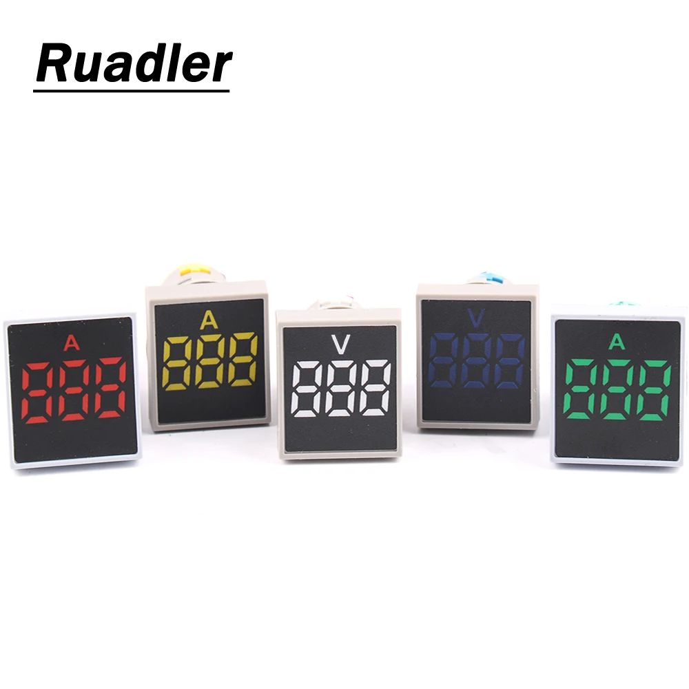 22mm AC 20V-500V 0-100A LED Voltmeter voltage meter indicator pilot light Red Yellow Green white Blue digital ammeter