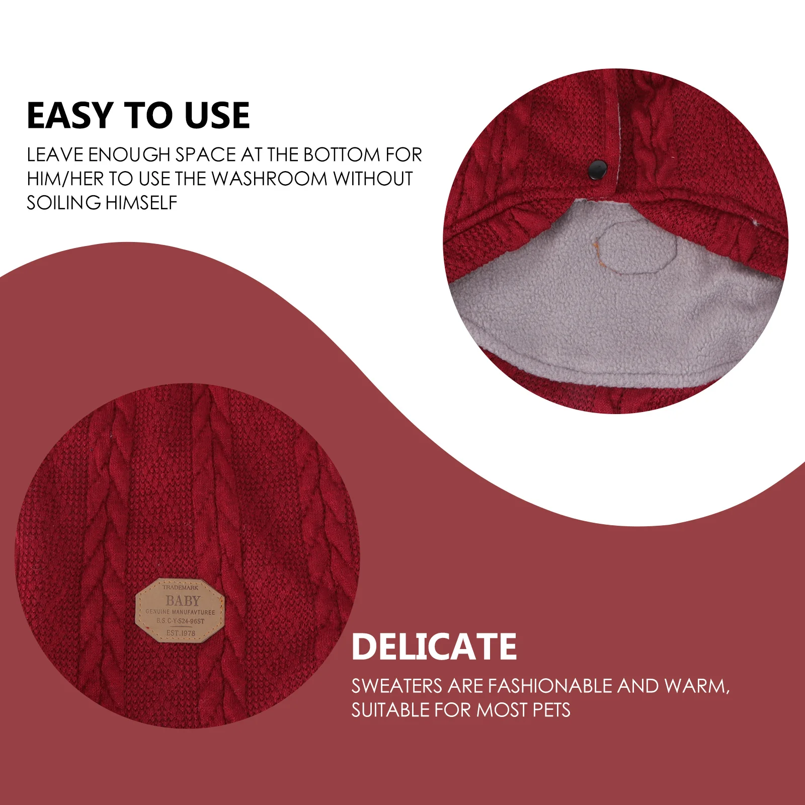 

Pet Sweater Winter Dog Clothes Stylish Pullover for Small Large Dogs Warm Costume No Zipper Front Leg Hole - Size S