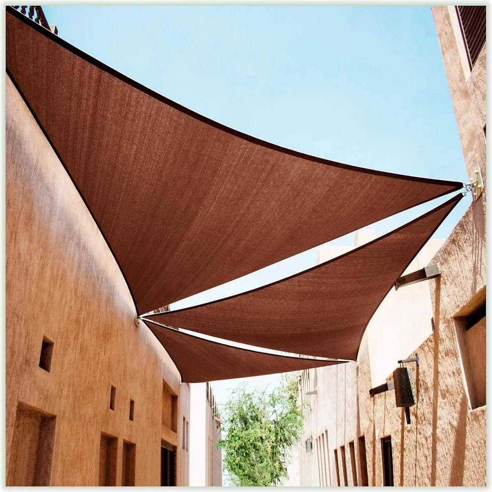 

TART24 Custom Size Order to Make 24' x 24' x 24' Brown Triangle Sun Shade Sail Canopy Mesh Fabric UV Block UPF50 - Commercial H