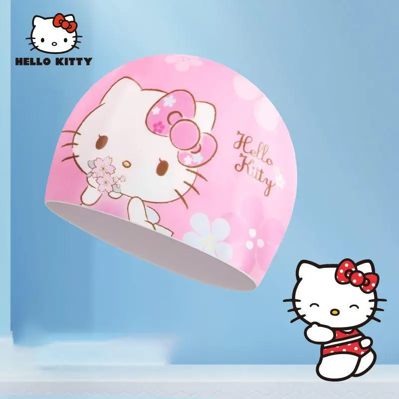 

Sanrio Hello Kitty Children Swimming Cap Girl Summer Swim Waterproof High Elasticity Outdoors Anime Fashion New Silica Gel Ha