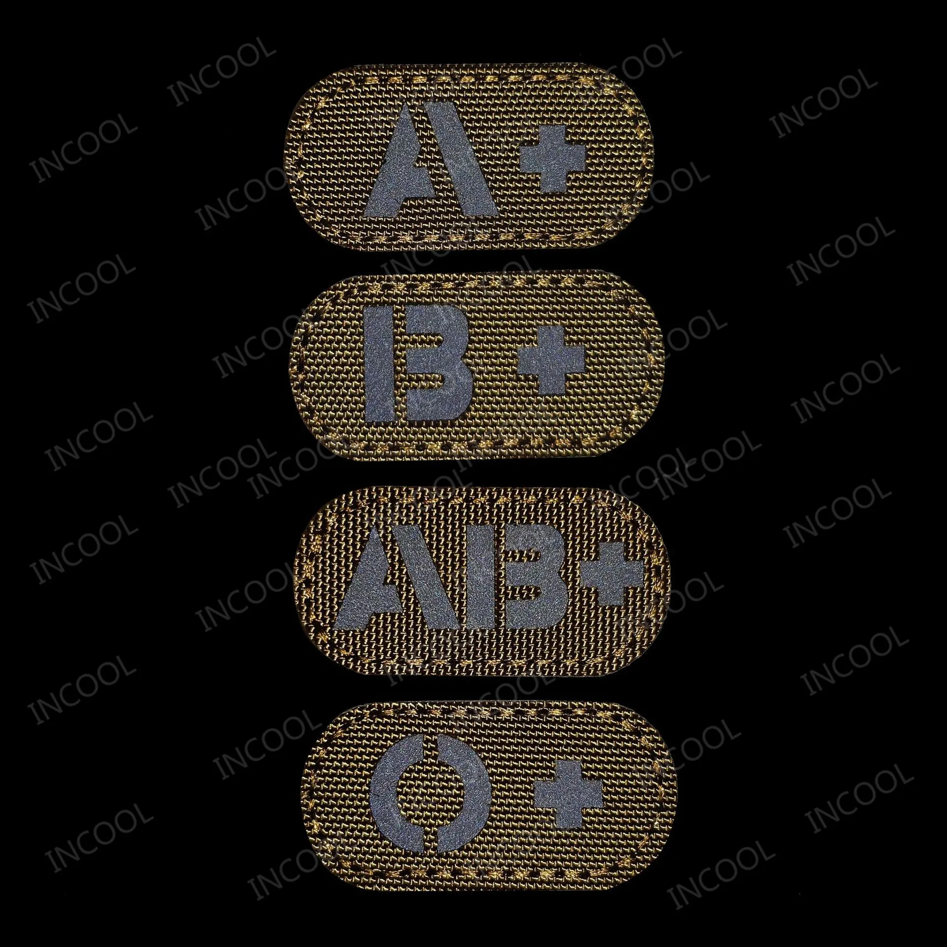 A B AB O Positive POS Negative NEG Blood Type IR Reflective Patches White Glow In Dark Patch Chevron Patch For Clothing