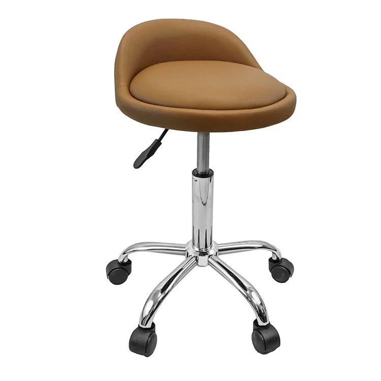 

Salon Furniture Adjustable Swivel Stool with Backrest PU Leather Rolling Chair for Beauty Spa
