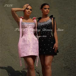 TULX Elegant O-Neck Bow Diamonds Wedding Dress Mini Short Satin Prom Dress A-line Night Event Dresses Formal Party Dresses 2025