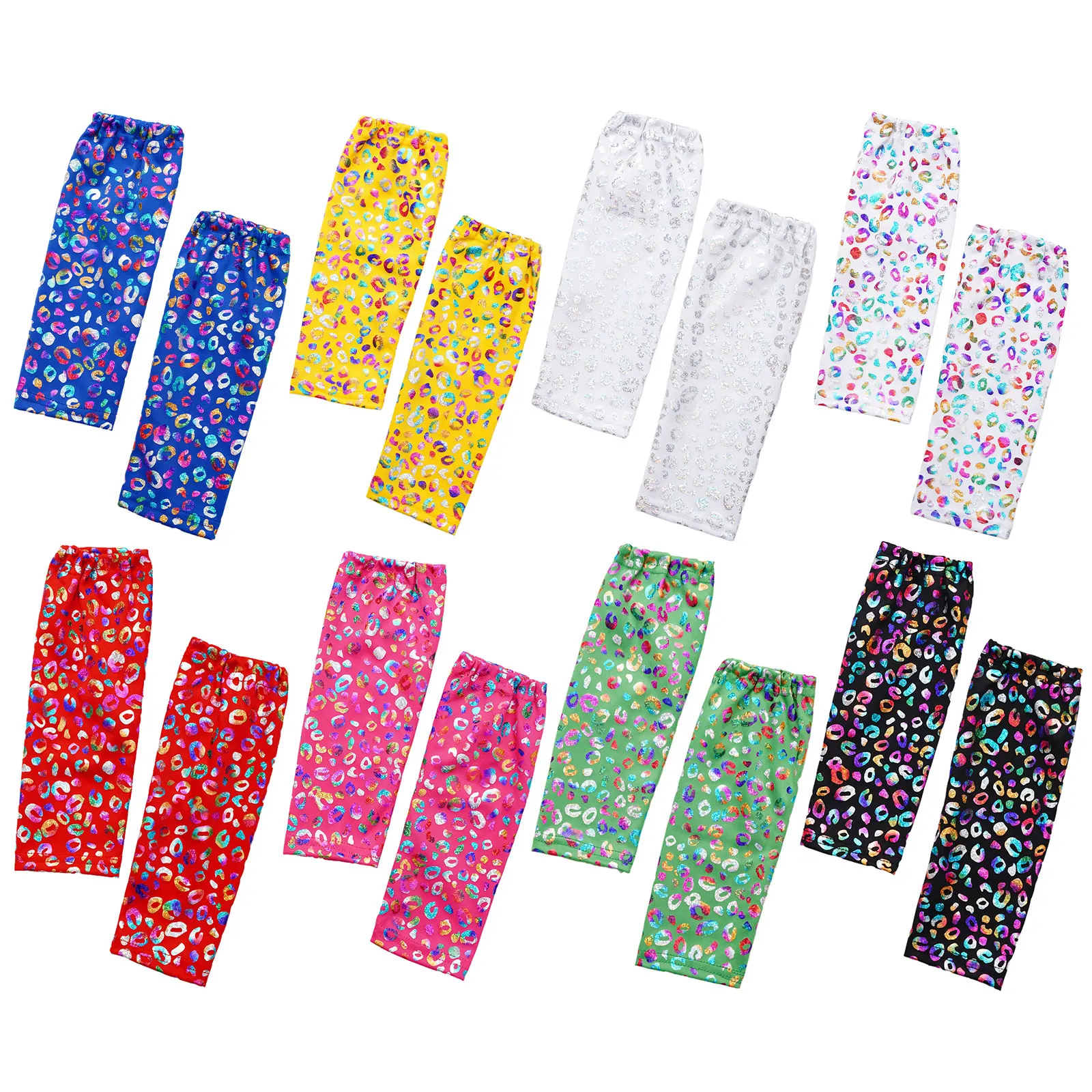 

1 Pair Kids Girls Boys Metallic Leopard Print Dance Gloves Unisex Children Halloween Stage Performance Costume Accessories
