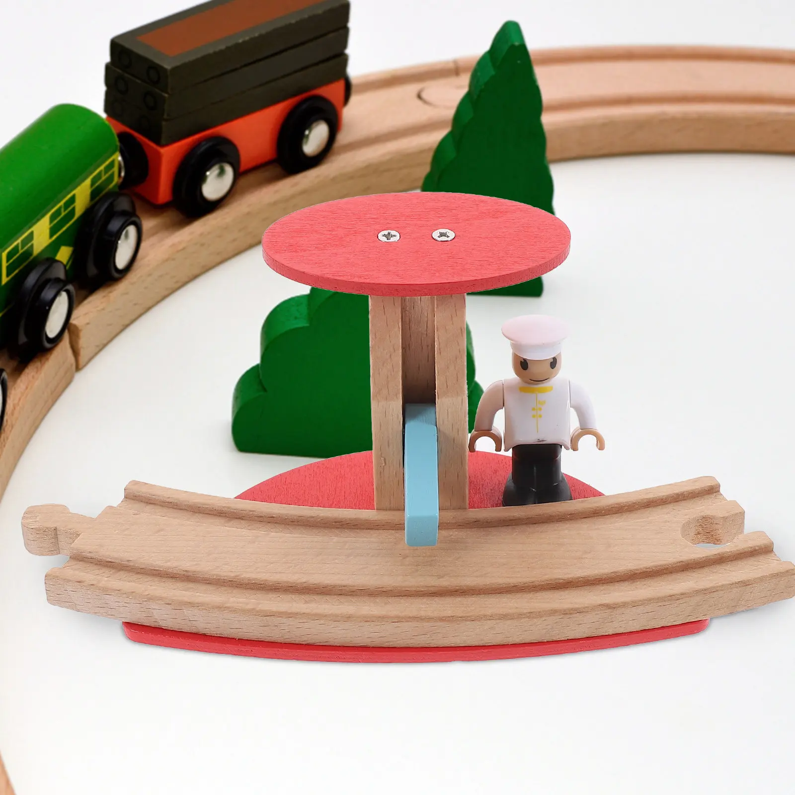 

Wooden Railway Road Block Train Accessory for Kids DIY Railway Scene Building Educational Imaginative Play Home Decor Office