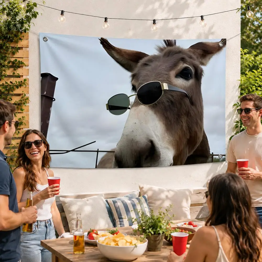 Smile Donkey Meme Funny Flags Flag Soft skin-friendly Durable Tapestry Outdoor party Home living room bedroom Decoration