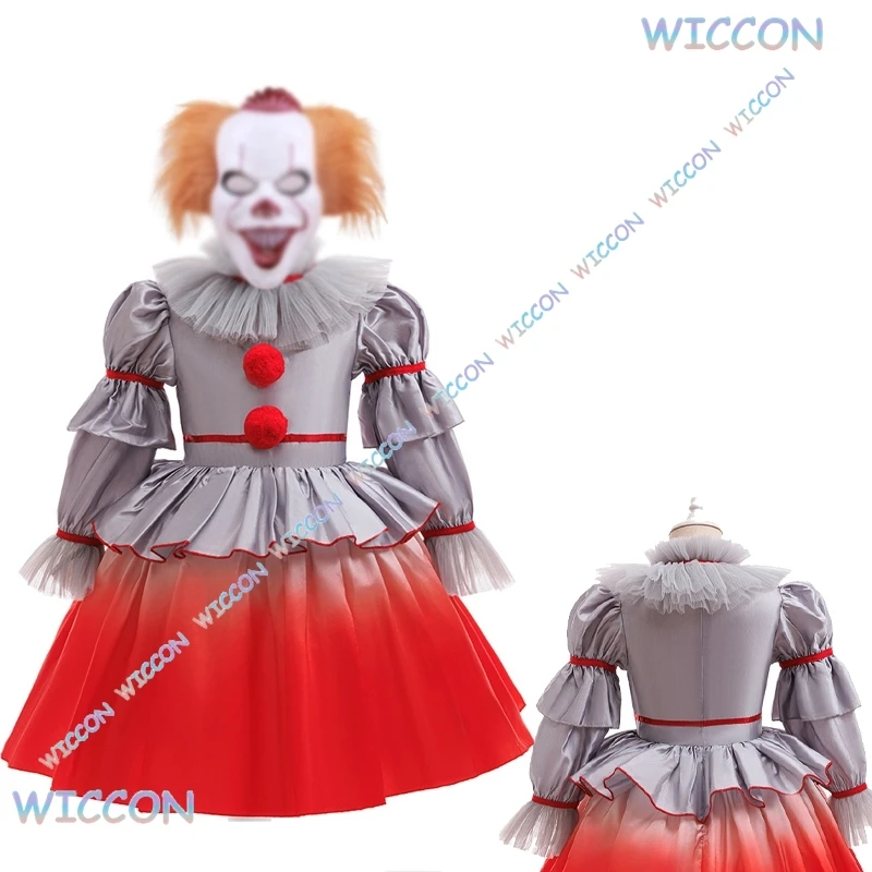 KospLAY Pennywise تأثيري هالوين فيلم المهرج تأثيري فستان زي Genderswap الرعب فستان مخيف حتى كرنفال حفلة الاطفال Outfi #1