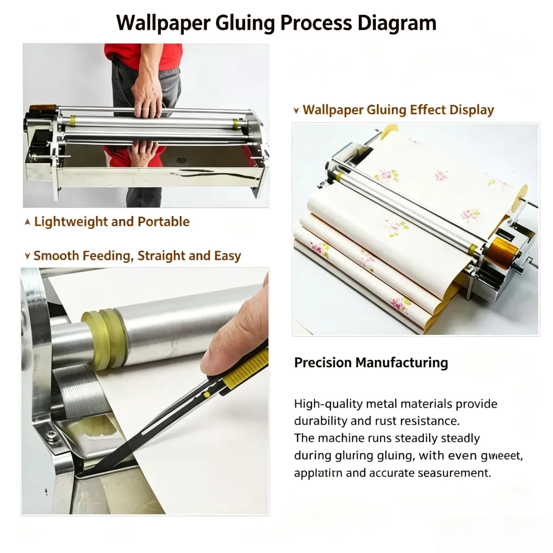 53‑70cm Stainless Steel Wallpaper Sizing Machine, Hand Operated Wall Paper Glue Coating Applicator