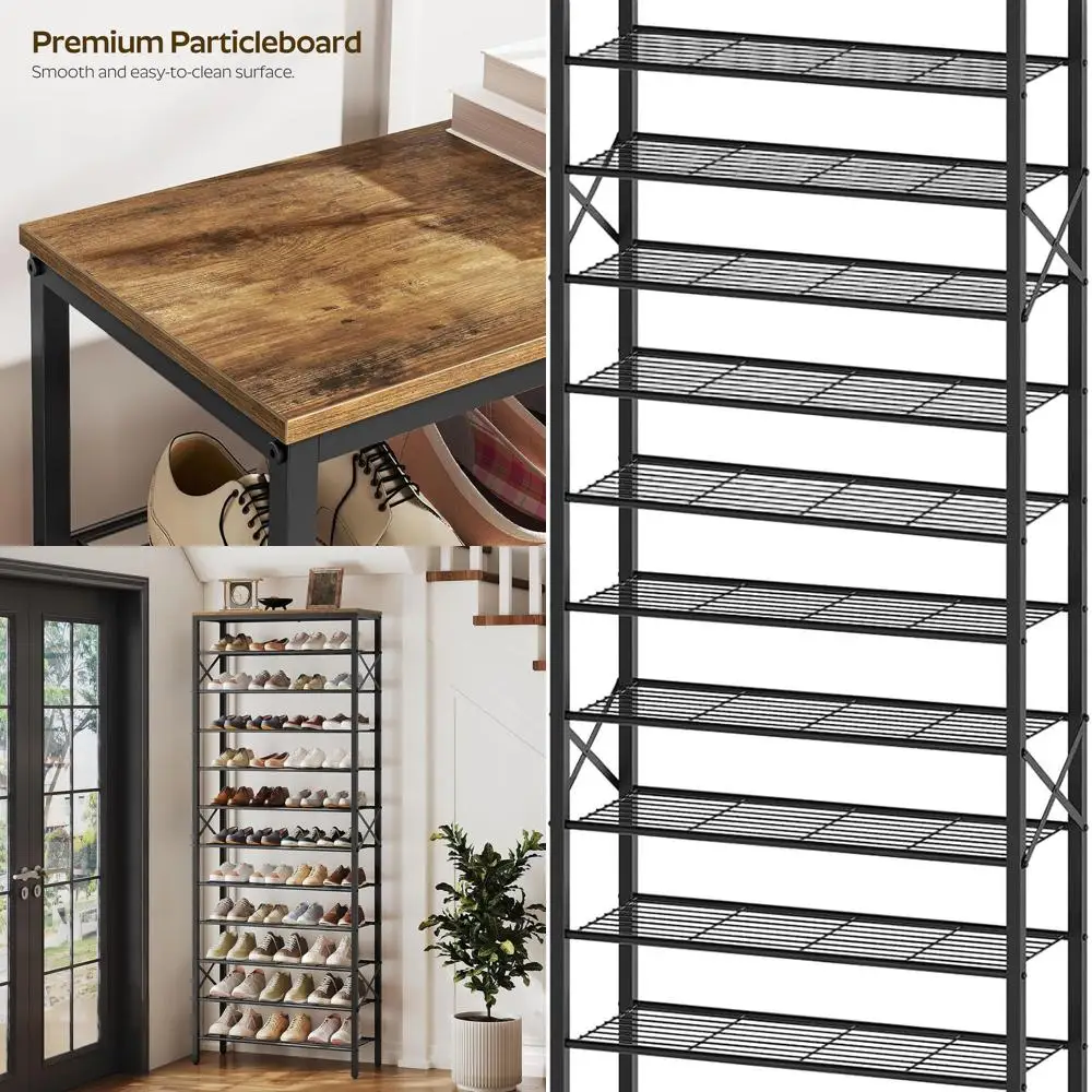 

Large Capacity 12-Tier Shoe Storage Rack, Holds 48 Pairs, Durable and Stable, Suitable for Entryway, Hallway, Closet, Dorm, Rust