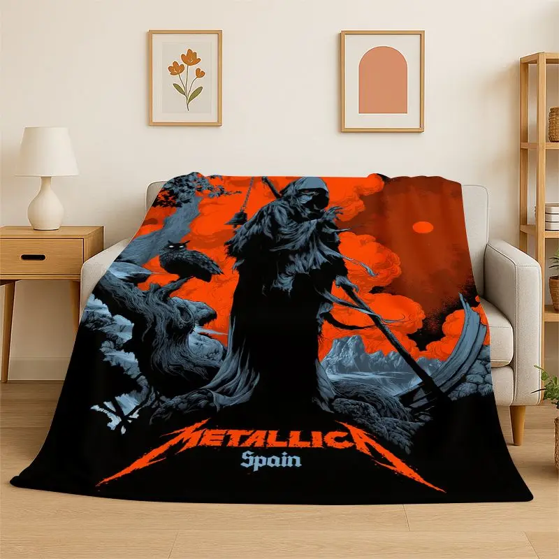 Metal Band M-Metallica Thrash Cartoon Flannel Throw Blanket,Warm Cozy Blanket for Bed,Sofa,Couch,Bedroom,Living Room,Office,Gift