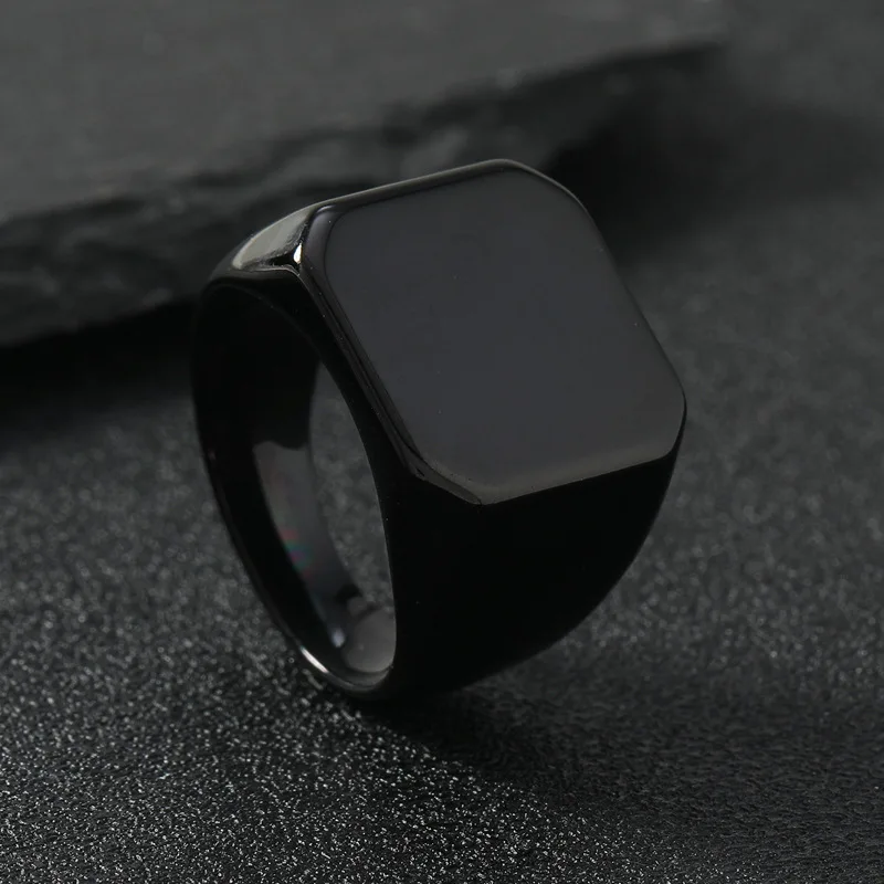 1 stylish and exquisite polished large square stainless steel ring, suitable for both men and women to wear as a gift image 3