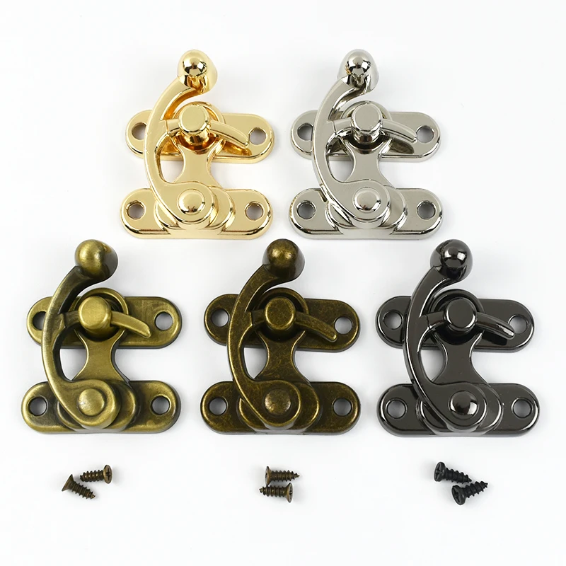 1-5Pcs 45X37mm Box Toggle Latch Hasp Metal Lock Decor Hasps Hook Clasp Curved Buckle For Jewelry Chest DIY Hardware Accessories