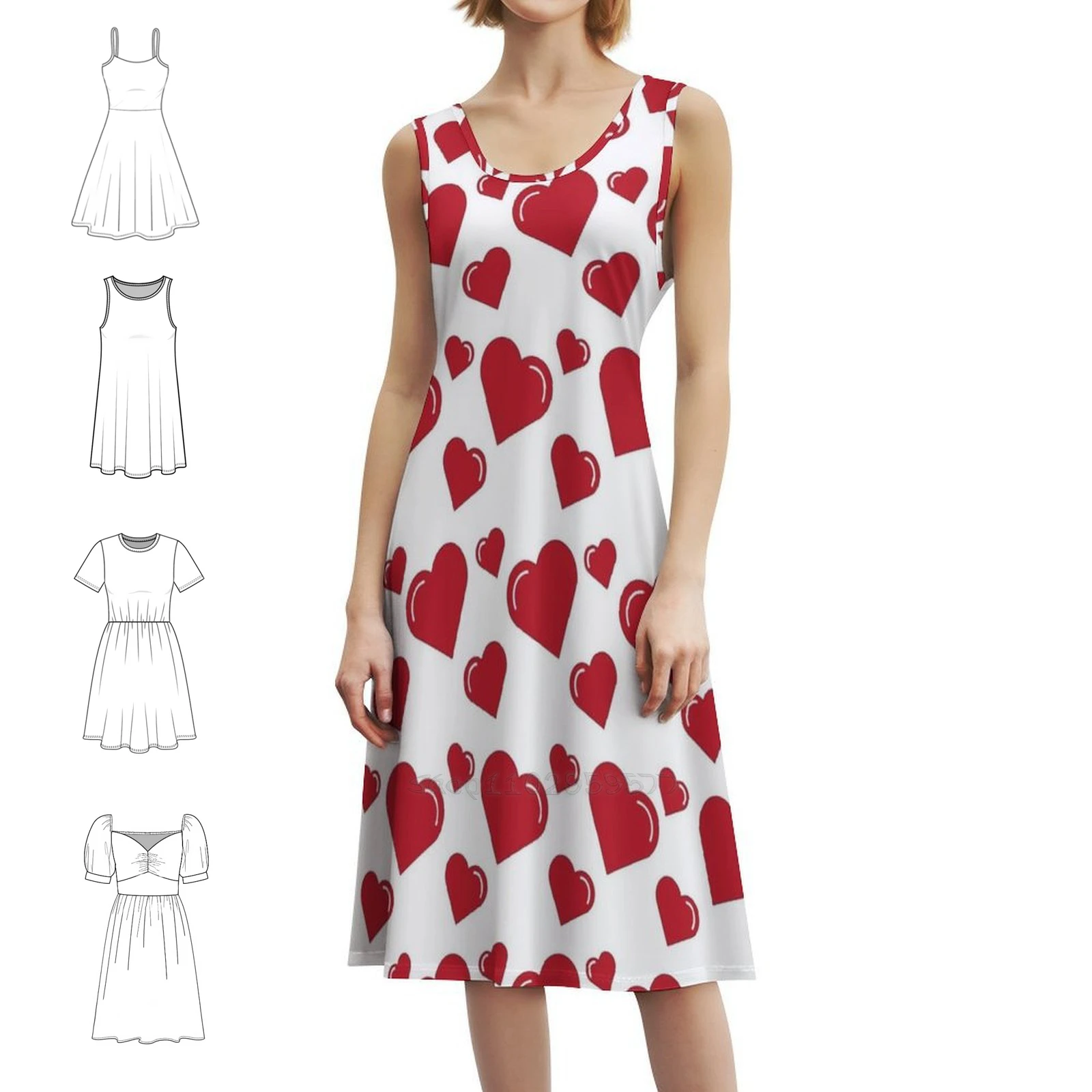 

Random Hearts Women's Hip Hop Streetwear Dress Graphic Print Party Club Wear Hearts Heart Valentine Love Like Kind Dress