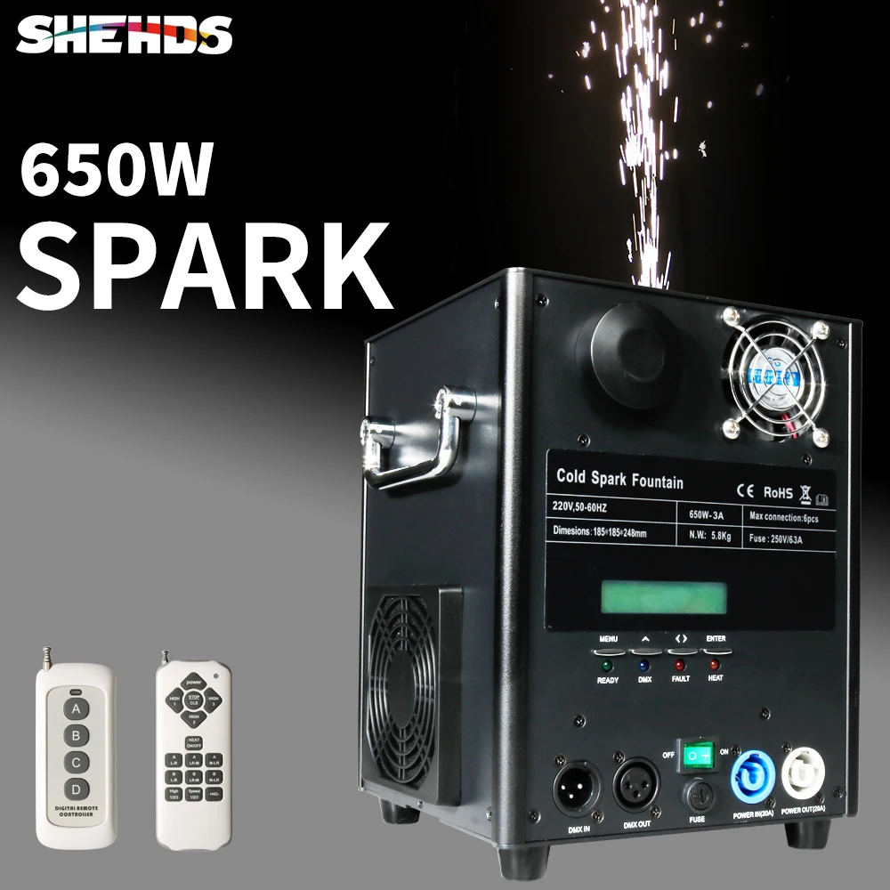 shehds 650w maquina faisca com case do voo fonte chama efeito fogos artificio controle remoto estagio profissional de alta qualidade 01