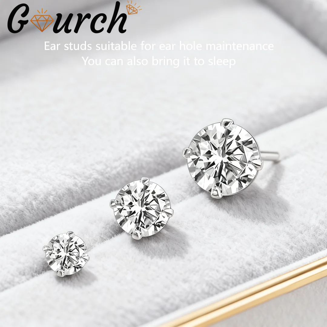 

Серьги-гвоздики Gourch 0,2-2CT со сверкающим муассанитом, 4 зубца, стерлинговое серебро S925, роскошные ювелирные изделия на свадьбу, день рождения, подарок для женщин