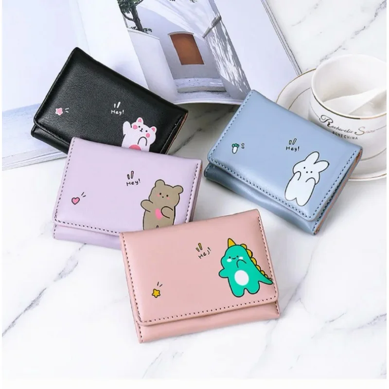 Girl Id Bag Card Holder Coin Purse Women Short Cute Small Wallet Student Triple Fold Cards Organizer Ladies Wallets Cartoon Bags