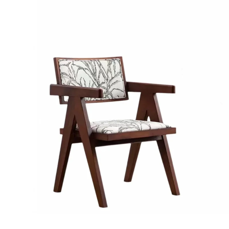

FG10Medieval style solid wood dining chair Modern simple fabric personality Nordic style ash wood leisure chair
