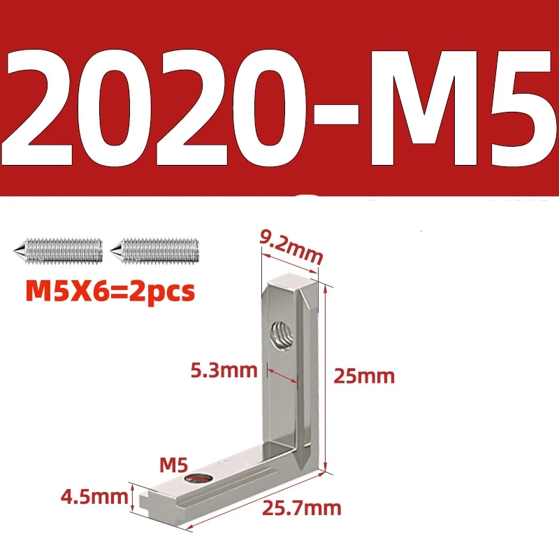 EU 2020 3030 4040 4545 T Slot L-Shape Interior Inside Corner Connector Joint Bracket with Screws for Aluminum Extrusion Profile