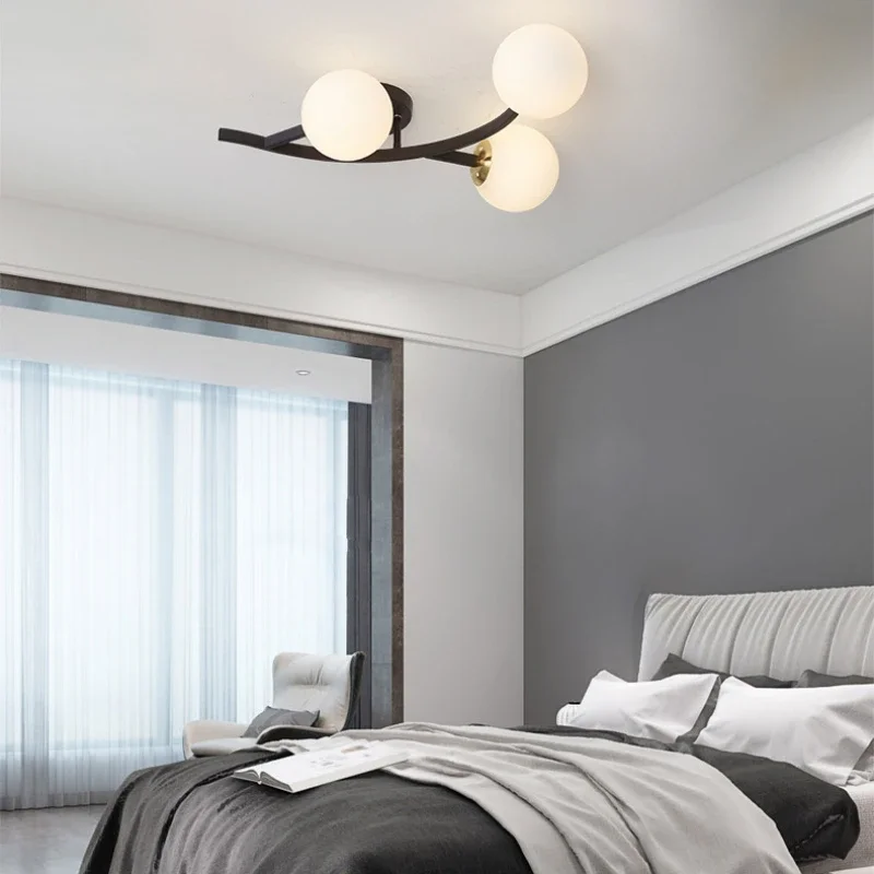 SANDYHA Modern Minimalist Ceiling Lights Branch Glass Ball Ceiling Lamp LED Lighting Fixture For Bedroom Living Room Home Decor