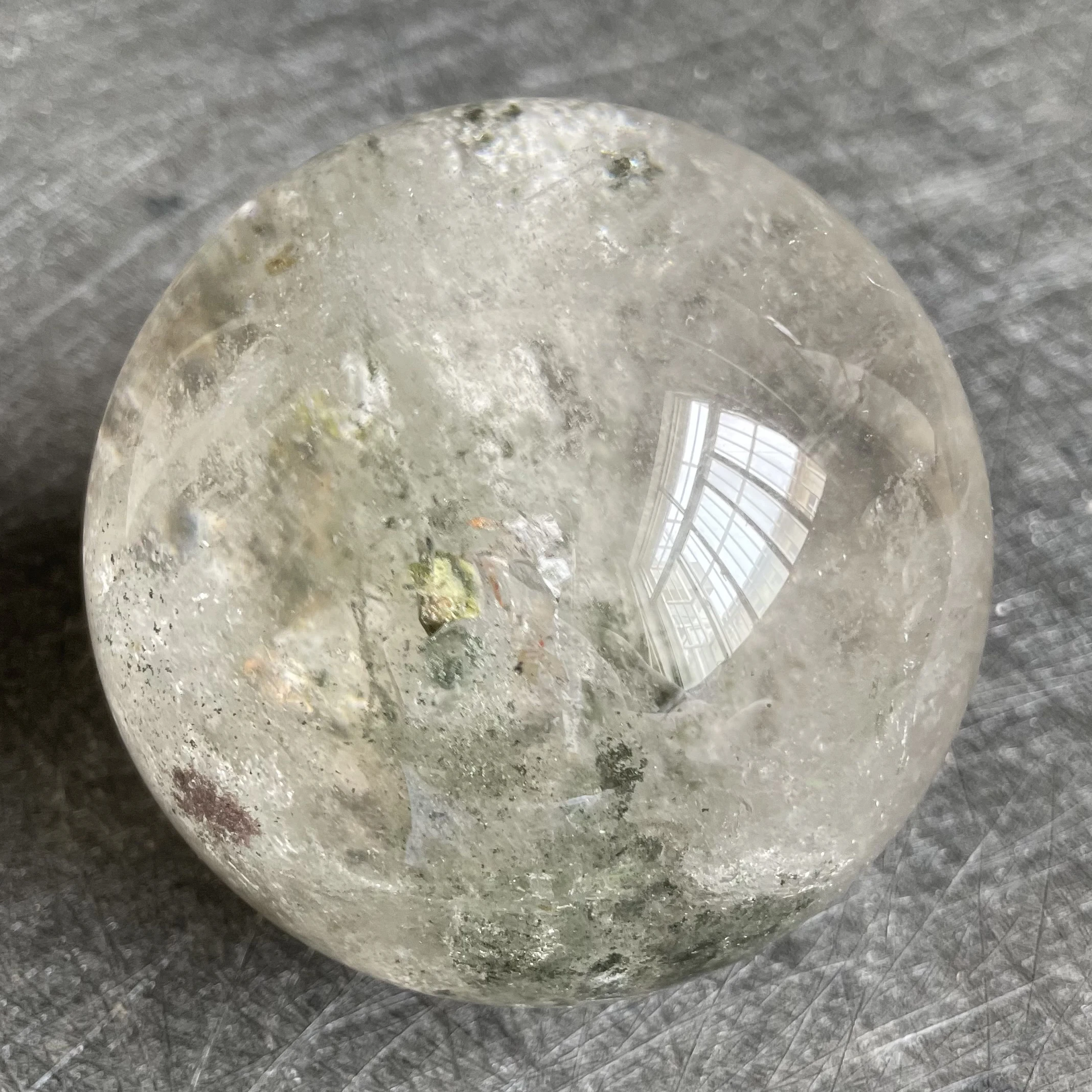 

588g Natural Crystal Ball Green Phantom Decoration Polished Quartz Sphere Reiki Healing