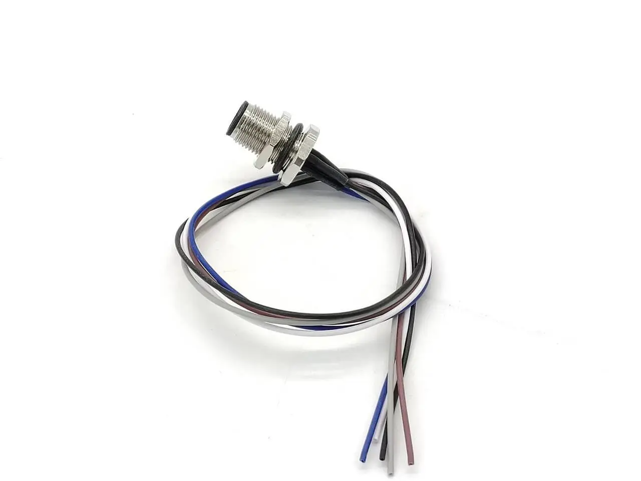 M12 5Pin Panel Mount Connector A-Coded Wires 30CM AWG22 Shield