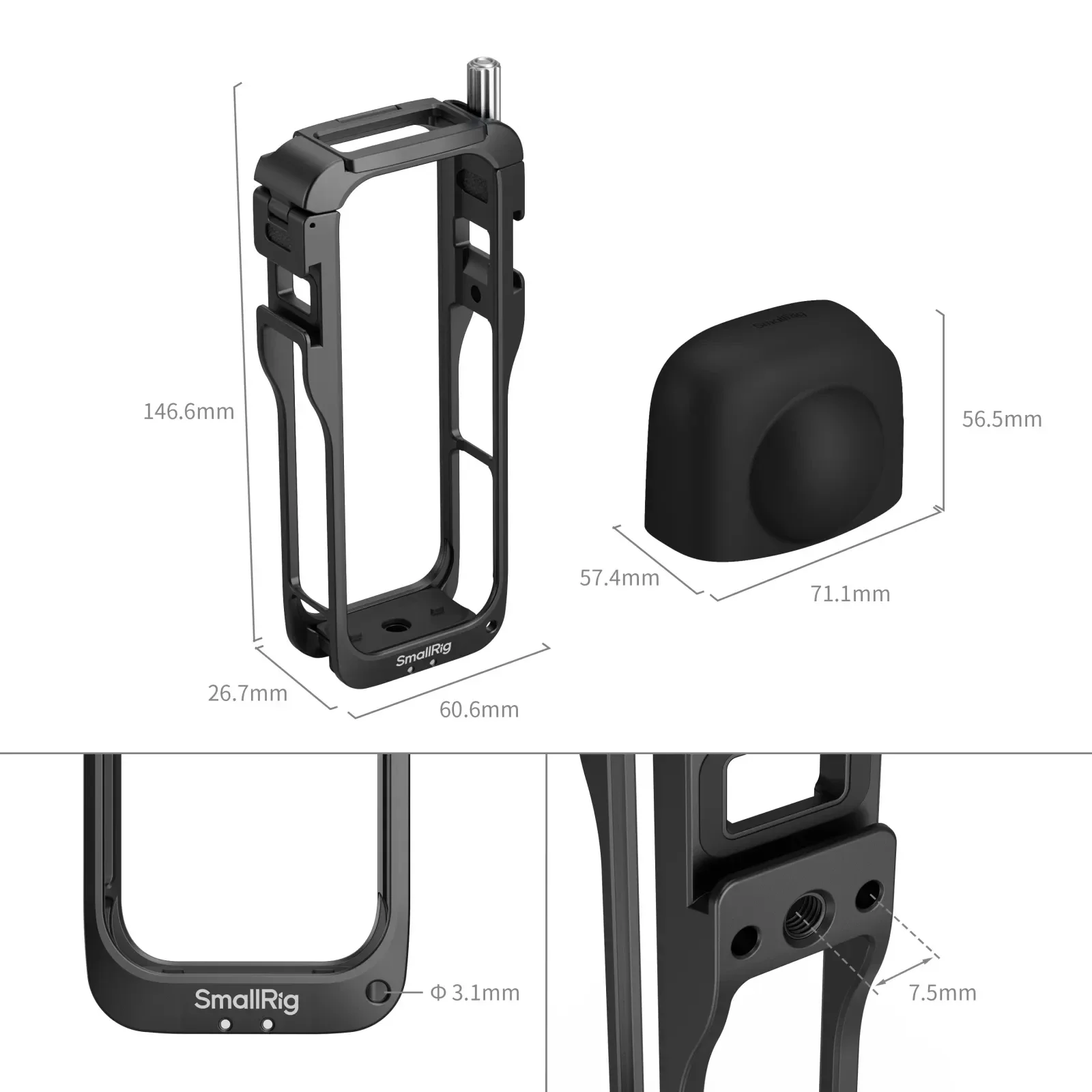 Gaiola de liga de alumínio Smallrig para Insta360 X5 360 °   Sapata fria de extensão de capa protetora para acessórios de câmera esportiva Insta 360 X5