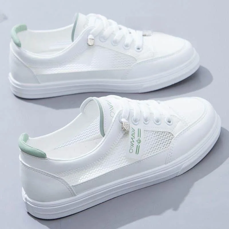 

Women's Breathable Summer Flat Bottom Shoes Thin Versatile Spring White Canvas Shoes Sporty Low Cut round Toe Rubber Sole