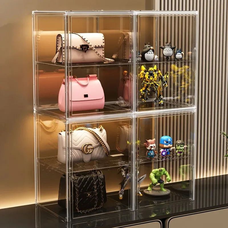 Transparent PET Display Box Big Handbag Dust-Proof Storage Box Fingures Display Rack Living Room Decoration Helmet Closet Rack