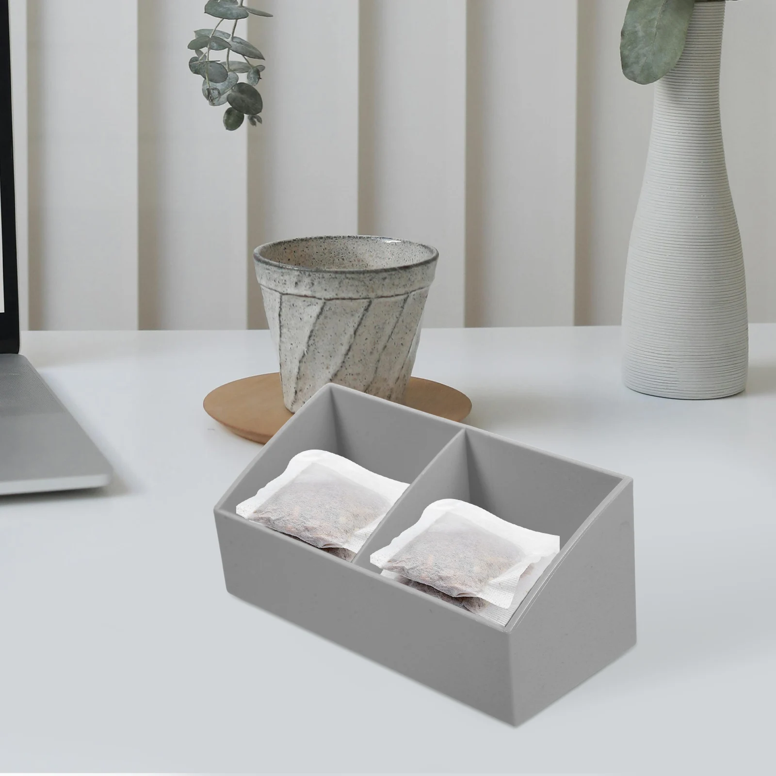 

Tea Bag Storage Box Organizer for Hotel Room Coffee Shop Kitchen Countertop Plastic Tea Packet Holder Multifunctional Use Wide