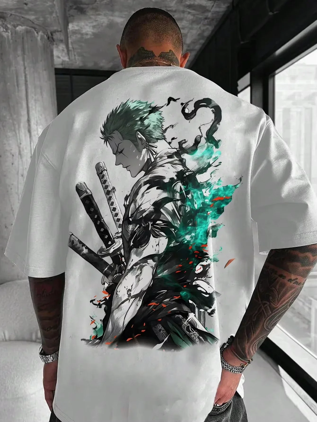 

2025 ONE PIECE Sauron Animation Derivatives Casual Cartoon Print Men's Short Sleeve T-Shirt Summer